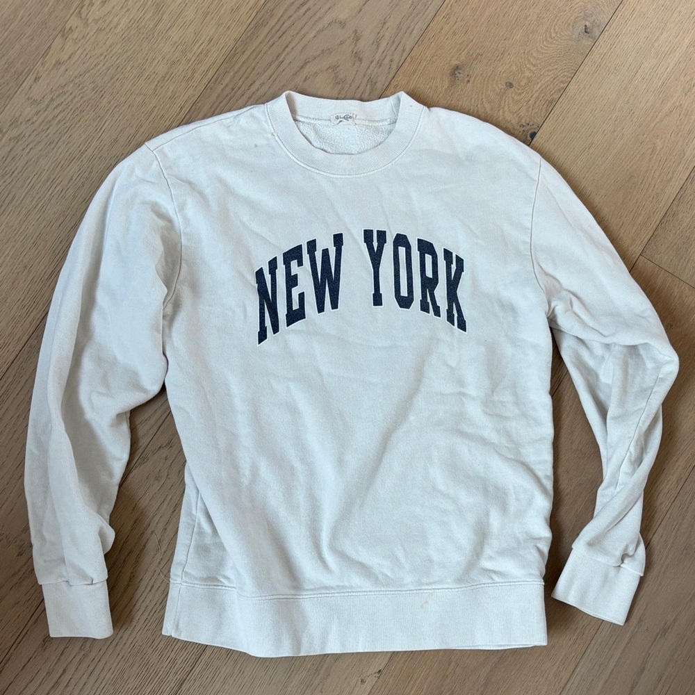 John Galt off-White Crewneck Sweater with New York Print OS from brandy melville